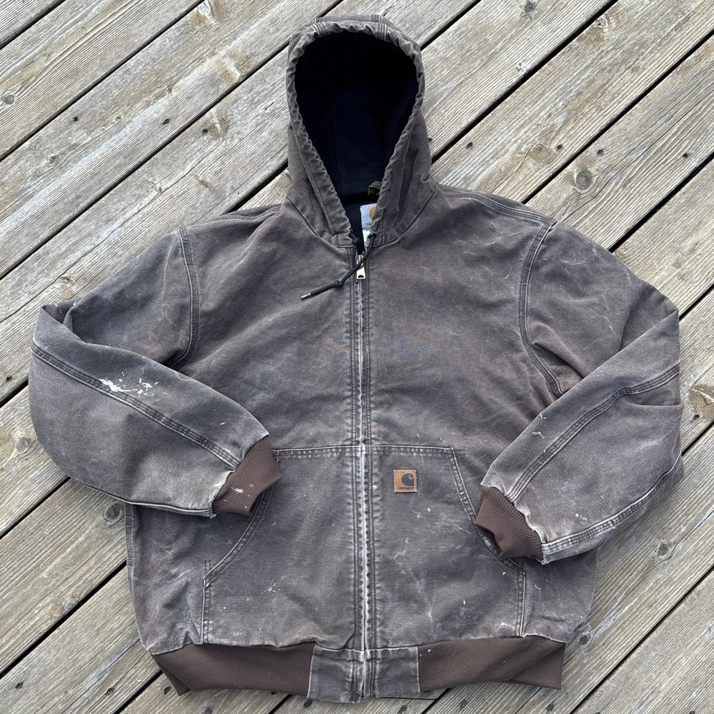 Carhartt J28 CHT Chestnut Brown Jacket Vintage Y2K Thermal Lined XL Distressed